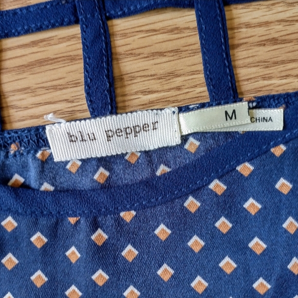 Anthropology Blu Pepper Women’s Size Medium Blue Sundress Dress Lattice Back - Picture 2 of 10